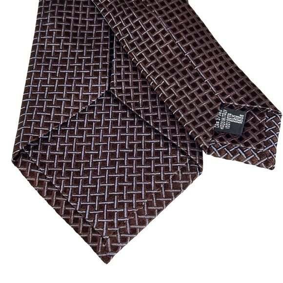 Giorgio Armani Necktie Tie Classic Luxury Window Pane Sheen 100% Silk Made Italy - Picture 6 of 11